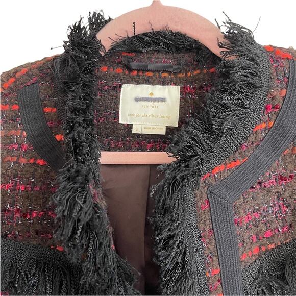 Kate Spade Multi Tweed Fringe Jacket NWOT - Picture 6 of 6